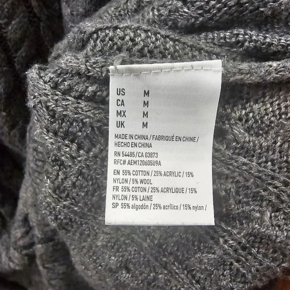 American Eagle Outfitters Gray Wool Blend Cable Knit Sweater Size Medium - Picture 8 of 8